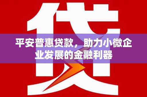 集宁平安普惠贷款，助力小微企业发展的金融利器